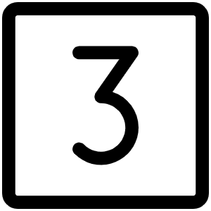 Number Square Three Light Icon from Phosphor Light Set
