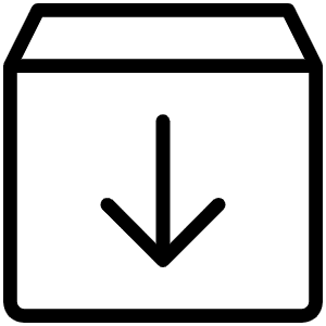 Box Arrow Down Thin Icon from Phosphor Thin Set