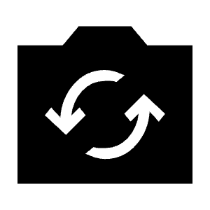 Flip Camera Ios Fill Icon from Sharp Fill - Material Symbols Set
