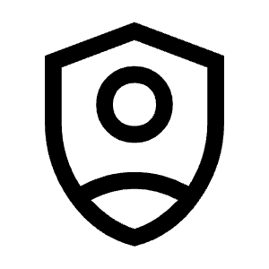 Shield Person Icon from Sharp Line - Material Symbols Set