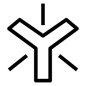 Clean line icon of a branching Y shape with a vertical bar above and two diagonal bars below. Used for storage and sharing.