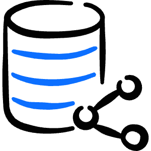 Database Share Icon from Freehand Duotone - Free Set