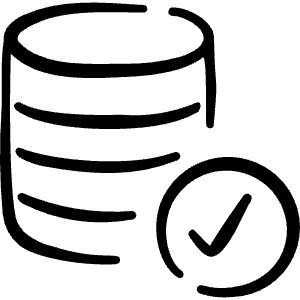 Database Check Icon from Freehand Line - Free Set