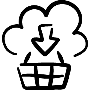 E Commerce Add Basket Cloud Icon from Freehand Line - Free Set