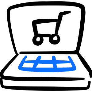 E Commerce Cart Laptop Icon from Freehand Duotone - Free Set