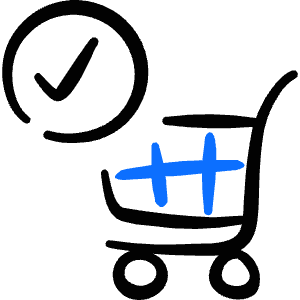 Shopping Cart Trolley Check Icon from Freehand Duotone - Free Set