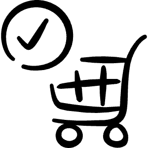 Shopping Cart Trolley Check Icon from Freehand Line - Free Set