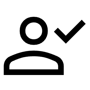 Person Check Icon from Sharp Line - Material Symbols Set