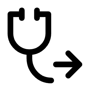 Stethoscope Arrow Icon from Rounded Line - Material Symbols Set