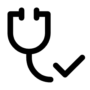 Stethoscope Check Icon from Rounded Line - Material Symbols Set