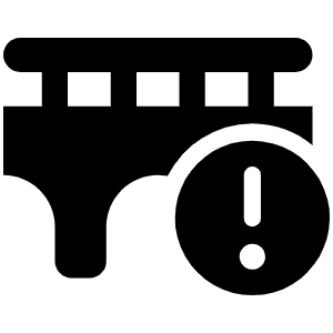 Bridge Circle Exclamation Icon from Font Awesome Solid Set
