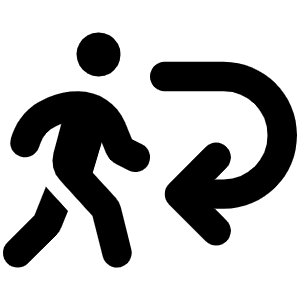 Person Walking Arrow Loop Left Icon from Font Awesome Solid Set