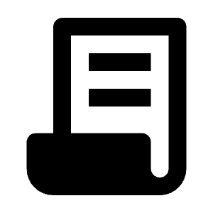 Clean solid icon of a document with two lines and a rounded bar across the bottom. Used for contracts and agreements.