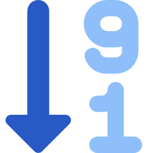 Descending Number Order Icon from Core Flat Set