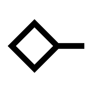 Line Start Diamond Icon from Sharp Line - Material Symbols Set