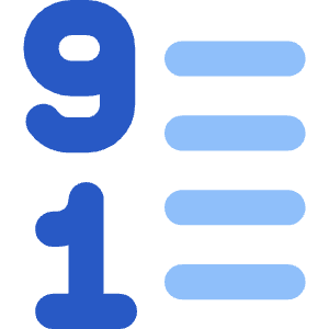 List 9 To 1 Icon from Core Flat Set