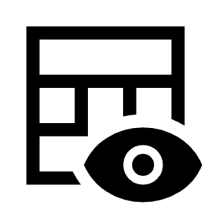 Table Eye Fill Icon from Sharp Fill - Material Symbols Set