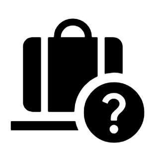 Checked Bag Question Fill Icon from Outlined Fill - Material Symbols Set