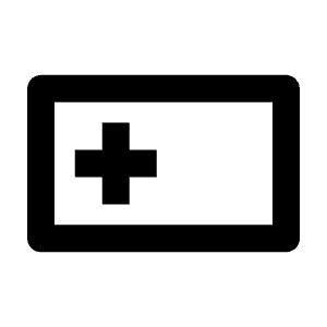 Clean line icon of a rounded rectangular button with a plus symbol. Used for add buttons and interface controls.