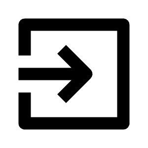 Clean line icon of a rounded square with a right-pointing arrow exiting its left opening. Used for sign-out and app exit controls.