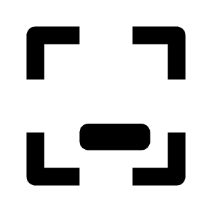 Clean solid icon of four corner brackets around a lower horizontal pill. Used for alignment, positioning, and cropping controls.