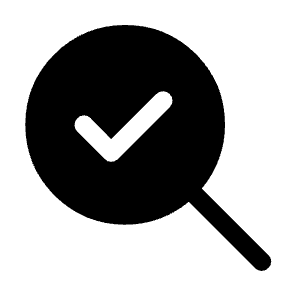 Search Check 2 Fill Icon from Rounded Fill - Material Symbols Set