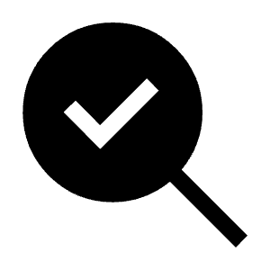 Search Check 2 Fill Icon from Sharp Fill - Material Symbols Set