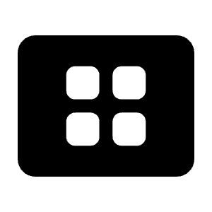 Rounded solid icon of a rounded rectangle with four squares in a 2x2 grid. Used for compact views and layout controls.