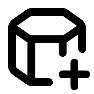 Hexagonal Prism Plus Icon from Tabler Line Set
