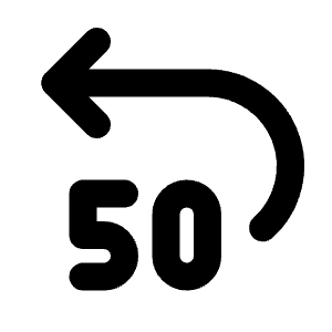 Rewind Backward 50 Icon from Tabler Line Set