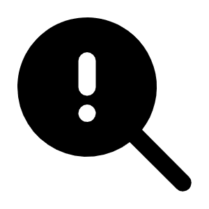 Zoom Exclamation Icon from Tabler Filled Set