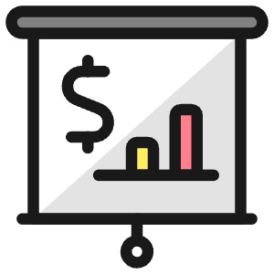 Presentation Projector Screen Budget Analytics Icon from Ultimate Colors - Free Set