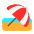 Beach With Umbrella Flat Emoji from Fluent Emoji Flat Set