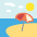 Beach With Umbrella Emoji from EmojiTwo Colors Set