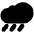 Cloud With Rain High Contrast Emoji from Fluent Emoji High Contrast Set
