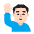 Man Raising Hand Flat Light Emoji from Fluent Emoji Flat Set
