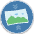 Clean creative icon of a tilted landscape photo with mountains, clouds, and arrows. Used for image optimization tools.