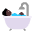 Person Taking Bath Flat Dark Emoji from Fluent Emoji Flat Set