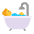 Person Taking Bath Flat Medium Dark Emoji from Fluent Emoji Flat Set