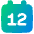 Date 12 Calendar Icon from Plump Gradient Set