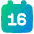 Date 16 Calendar Icon from Plump Gradient Set