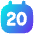 Date 20 Calendar Icon from Flex Gradient Set
