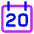 Date 20 Calendar Icon from Core Neon Set