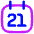 Date 21 Calendar Icon from Flex Neon Set