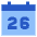Date 26 Calendar Icon from Sharp Flat Set