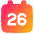 Date 26 Calendar Icon from Plump Gradient Set