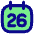 Date 26 Calendar Icon from Flex Pop Set