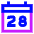 Date 28 Calendar Icon from Sharp Neon Set