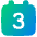 Date 3 Calendar Icon from Plump Gradient Set