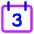Date 3 Calendar Icon from Core Neon Set
